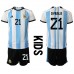 Argentinië Paulo Dybala #21 Babykleding Thuisshirt Kinderen WK 2022 Korte Mouwen (+ korte broeken)